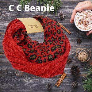 C.C Leopard Print Red Infinity Scarf